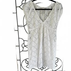 Laundry by Design White Lace Detail Short Sleeves Mini DressTop – Small